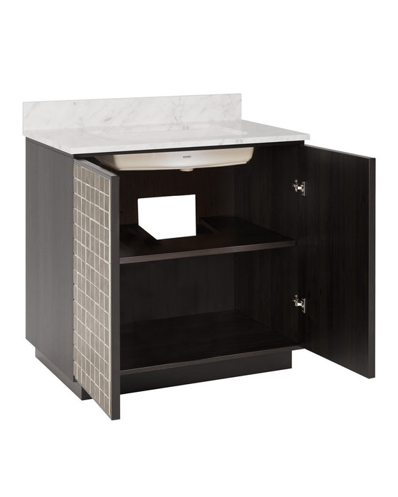 Currey and Company - 3800-0013 - 36" Vanity with Rectangular Undermount Sink - Mosaico - Ebony/Natural/White/Antique Mirror