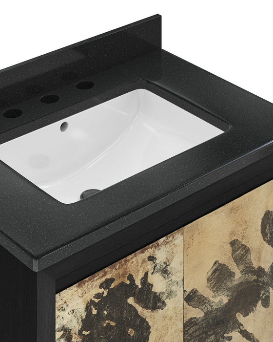 Currey and Company - 3800-0014 - 36" Vanity with Rectangular Undermount Sink - Karlson - Stained Vellum/Caviar Black & Faux Bone/Black/White