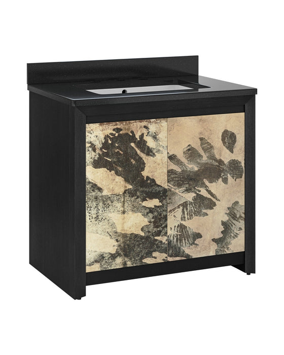 Currey and Company - 3800-0014 - 36" Vanity with Rectangular Undermount Sink - Karlson - Stained Vellum/Caviar Black & Faux Bone/Black/White