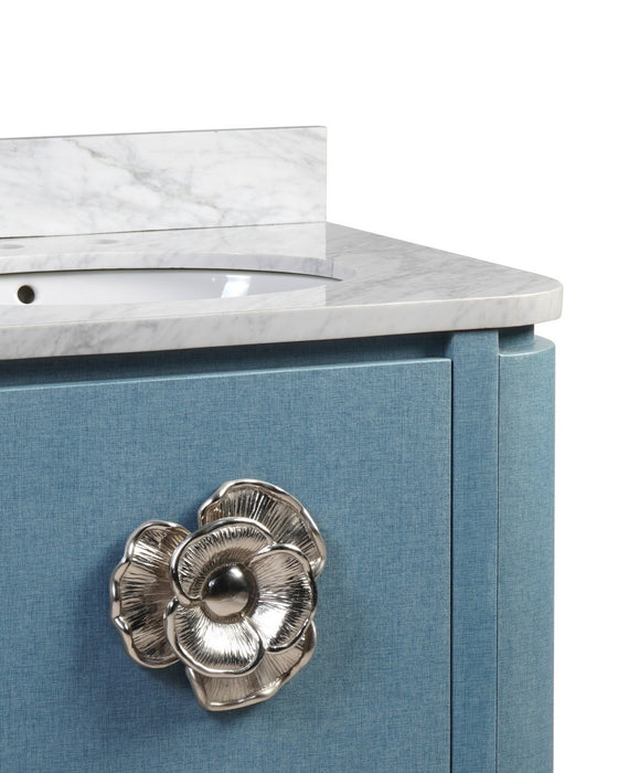 Currey and Company - 3800-0015 - 36" Vanity with Oval Undermount Sink - Briallen - Laquered Blue Linen/Natural/White/Polished Nickel