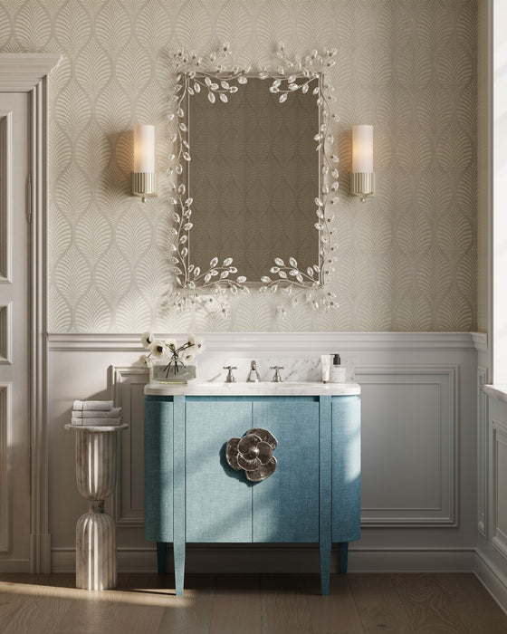 Currey and Company - 3800-0015 - 36" Vanity with Oval Undermount Sink - Briallen - Laquered Blue Linen/Natural/White/Polished Nickel
