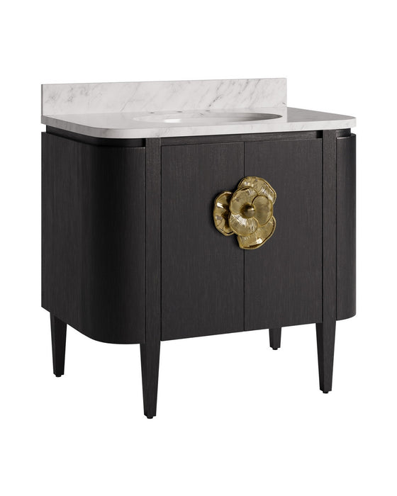 Currey and Company - 3800-0017 - 36" Vanity with Oval Undermount Sink - Briallen - Caviar Black/Natural/White/Light Antique Brass