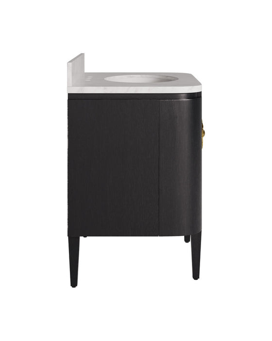 Currey and Company - 3800-0017 - 36" Vanity with Oval Undermount Sink - Briallen - Caviar Black/Natural/White/Light Antique Brass
