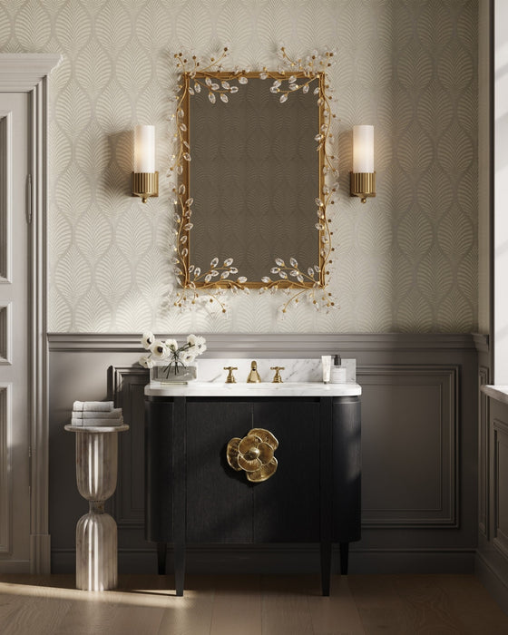 Currey and Company - 3800-0017 - 36" Vanity with Oval Undermount Sink - Briallen - Caviar Black/Natural/White/Light Antique Brass