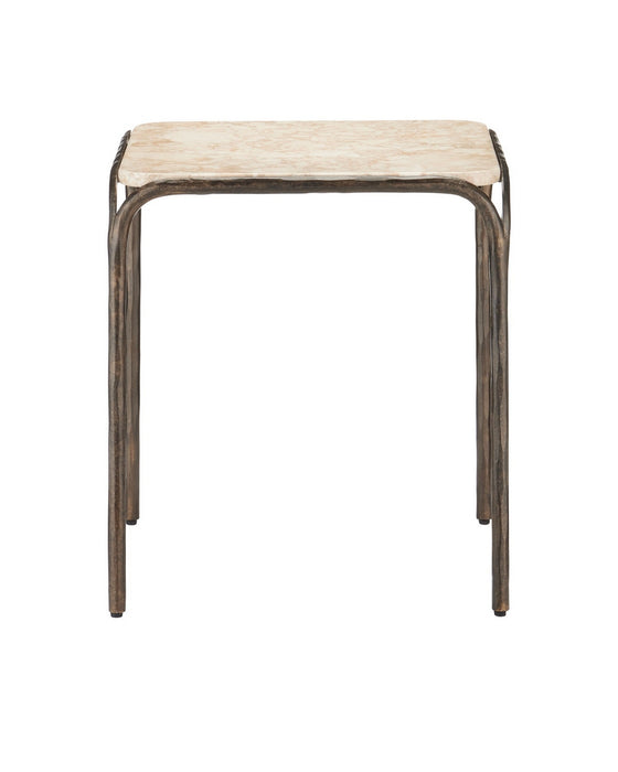 Currey and Company - 4000-0221 - Side Table - Crema - Natural/Bronze