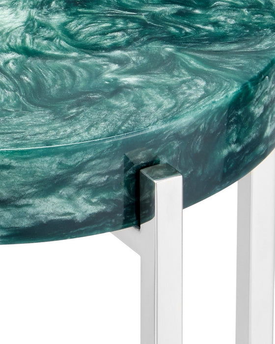 Currey and Company - 4000-0227 - Drinks Table - Rina - Teal/Polished Nickel
