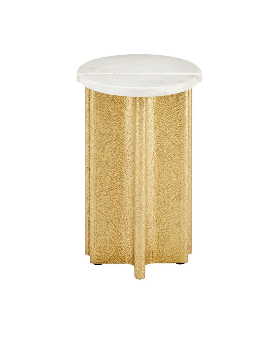 Currey and Company - 4000-0233 - Accent Table - Doublet - White/Antique Brass