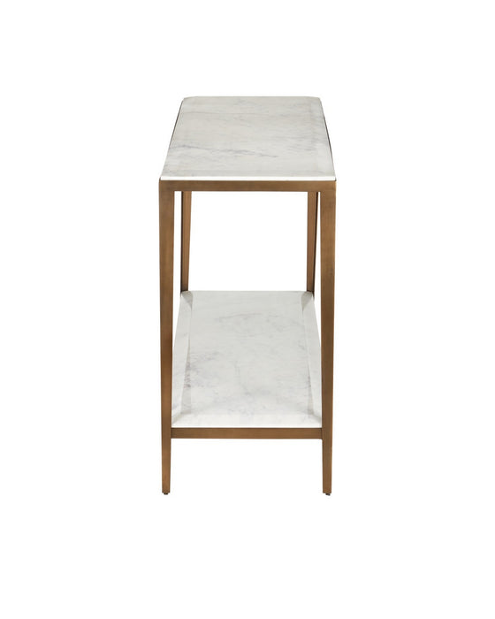 Currey and Company - 4000-0238 - Console Table - Oblique - Natural/Antique Brass