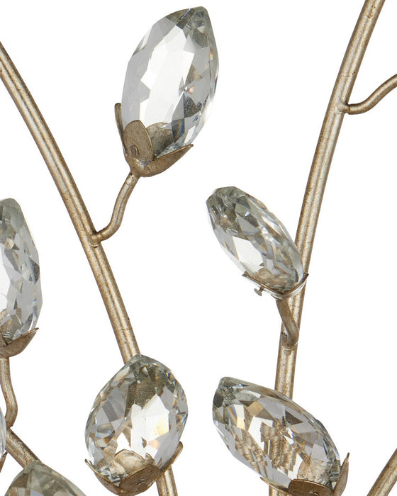 Currey and Company - 5000-0276 - Two Light Wall Sconce - Forget-Me-Not - Clear/Silver Leaf