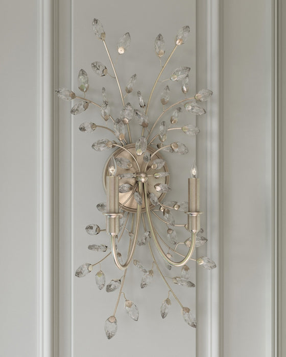 Currey and Company - 5000-0276 - Two Light Wall Sconce - Forget-Me-Not - Clear/Silver Leaf