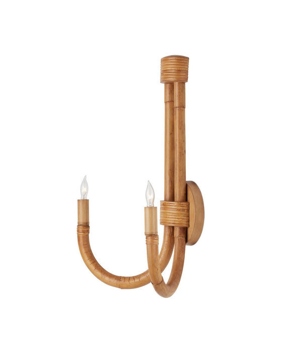 Currey and Company - 5000-0280 - Two Light Wall Sconce - Samsara - Natural/Saddle Tan