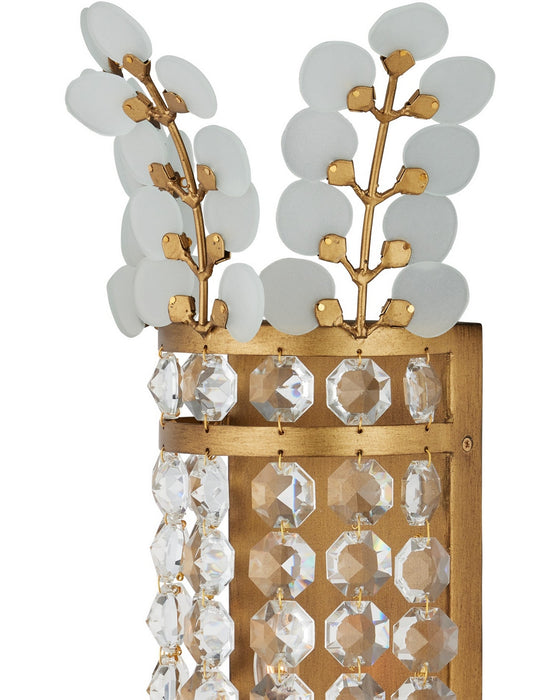 Currey and Company - 5000-0283 - Two Light Wall Sconce - Bradshaw - Frosted/Clear/Brass