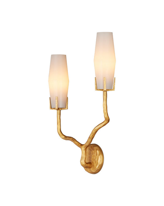 Currey and Company - 5000-0284 - Two Light Wall Sconce - Mathilda - White/Matte Gold