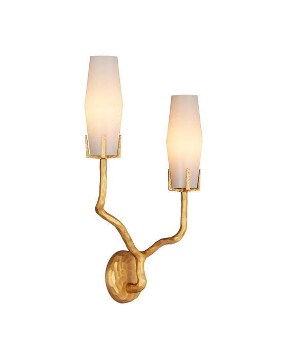 Currey and Company - 5000-0285 - Two Light Wall Sconce - Mathilda - White/Matte Gold