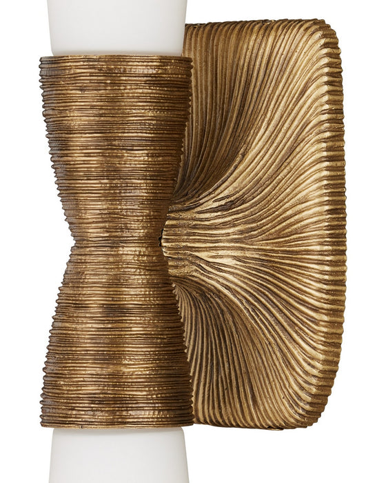Currey and Company - 5800-0065 - Two Light Wall Sconce - Burrows - Opaque White/Antique Brass