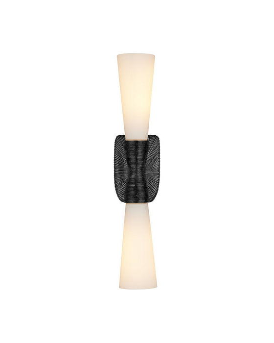 Currey and Company - 5800-0066 - Two Light Wall Sconce - Burrows - Opaque White/Oil Rubbed Bronze
