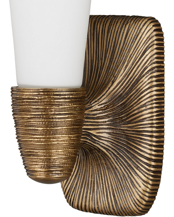 Currey and Company - 5800-0067 - One Light Wall Sconce - Bonaz - Opaque White/Antique Brass