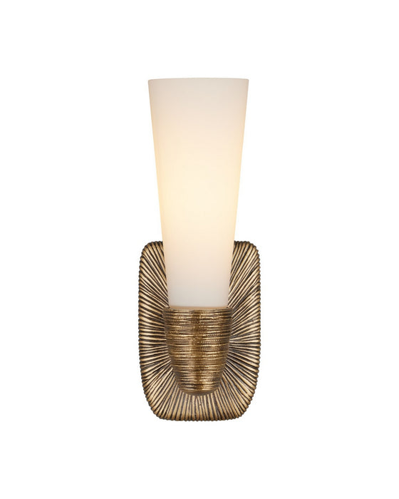 Currey and Company - 5800-0067 - One Light Wall Sconce - Bonaz - Opaque White/Antique Brass