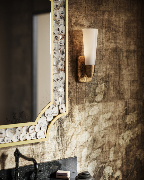 Currey and Company - 5800-0067 - One Light Wall Sconce - Bonaz - Opaque White/Antique Brass
