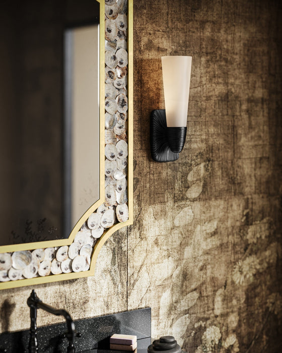 Currey and Company - 5800-0068 - One Light Wall Sconce - Bonaz - Opaque White/Oil Rubbed Bronze