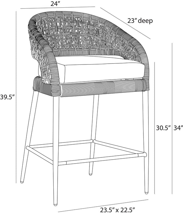 Arteriors - FSS09 - Outdoor Counter Stool - Juri - Porpoise