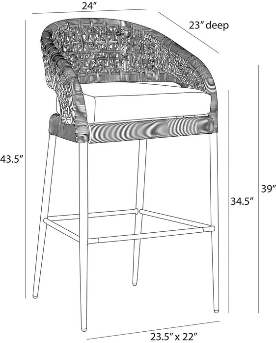 Arteriors - FSS10 - Outdoor Bar Stool - Juri - Porpoise