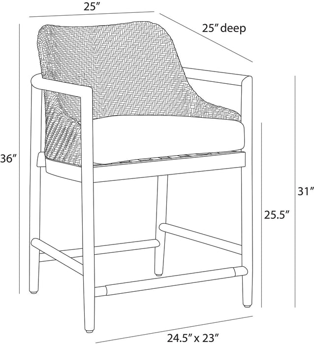 Arteriors - FSS11 - Outdoor Counter Stool - Chilton - Pearl