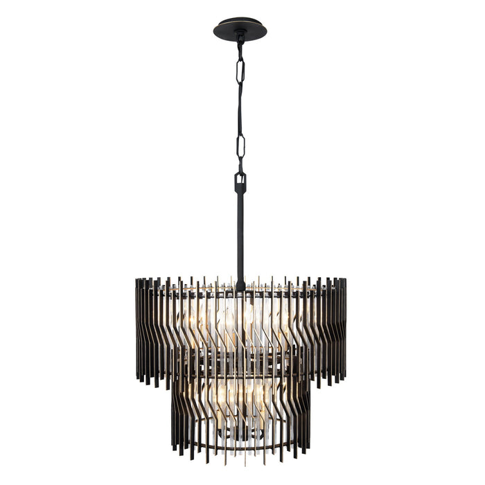 Varaluz - 393C10MBFG - Ten Light Chandelier - Park Row - Matte Black/French Gold