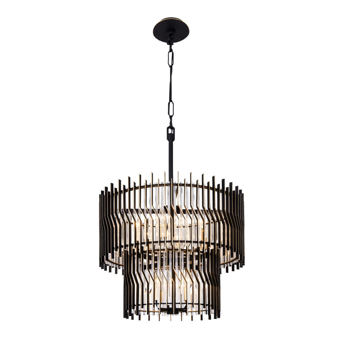 Varaluz - 393C10MBFG - Ten Light Chandelier - Park Row - Matte Black/French Gold