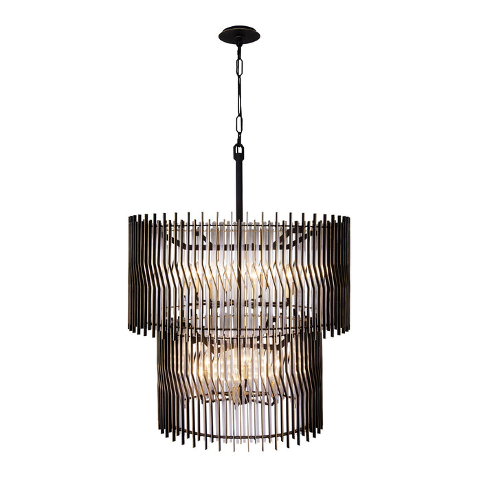 Varaluz - 393C14MBFG - 14 Light Chandelier - Park Row - Matte Black/French Gold