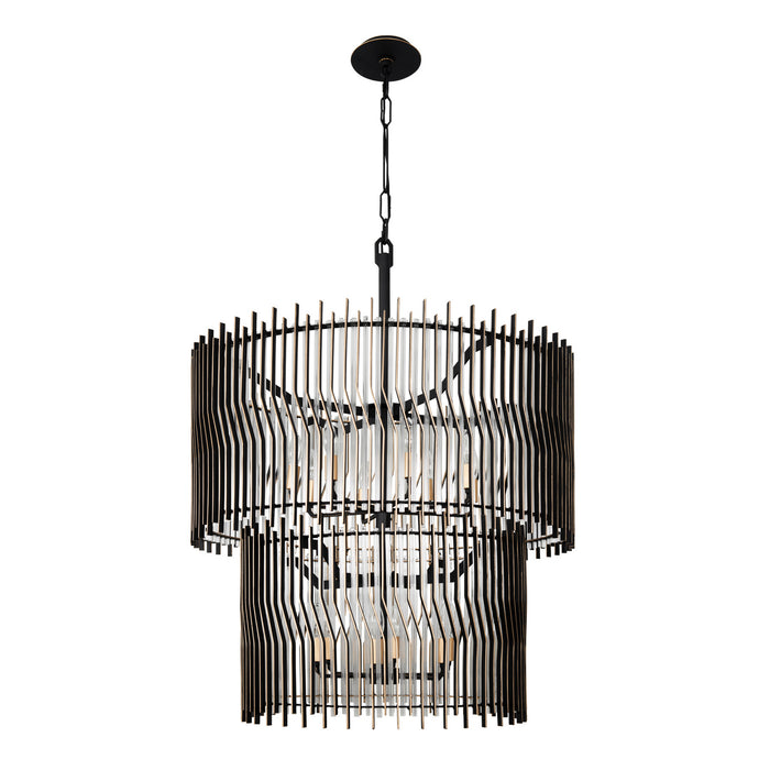 Varaluz - 393C14MBFG - 14 Light Chandelier - Park Row - Matte Black/French Gold