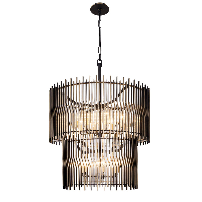 Varaluz - 393C14MBFG - 14 Light Chandelier - Park Row - Matte Black/French Gold