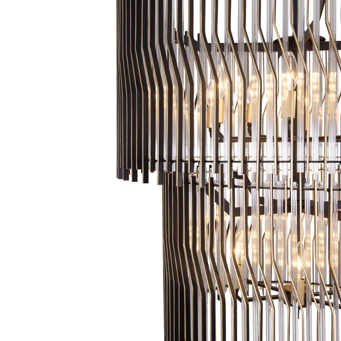 Varaluz - 393C14MBFG - 14 Light Chandelier - Park Row - Matte Black/French Gold