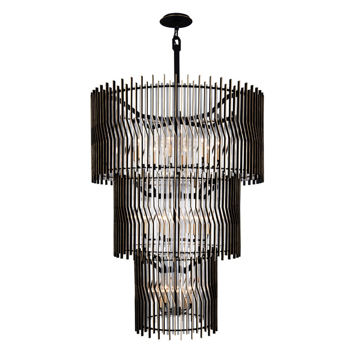 Varaluz - 393C18MBFG - 18 Light Chandelier - Park Row - Matte Black/French Gold
