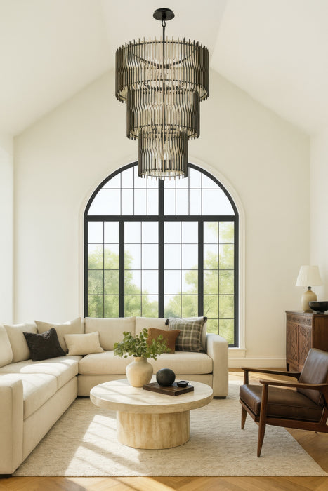 Varaluz - 393C18MBFG - 18 Light Chandelier - Park Row - Matte Black/French Gold
