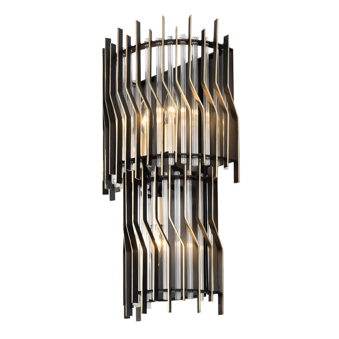 Varaluz - 393W03MBFG - Three Light Wall Sconce - Park Row - Matte Black/French Gold