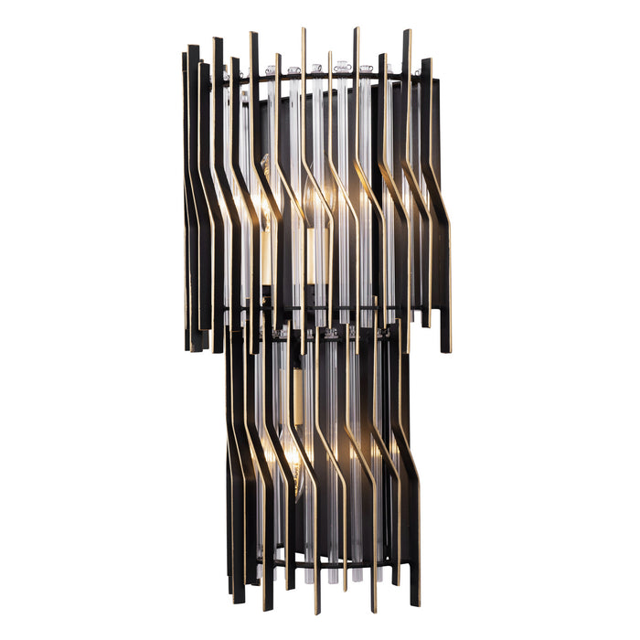 Varaluz - 393W03MBFG - Three Light Wall Sconce - Park Row - Matte Black/French Gold