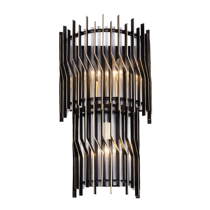 Varaluz - 393W03MBFG - Three Light Wall Sconce - Park Row - Matte Black/French Gold
