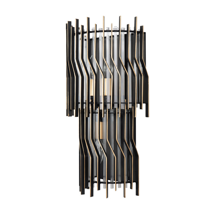Varaluz - 393W03MBFG - Three Light Wall Sconce - Park Row - Matte Black/French Gold