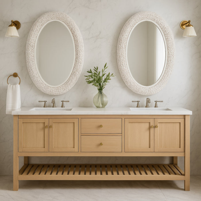 Varaluz - 457MI24MWW - Wall Mirror - Athena - Matte White/Whitewash Seagrass