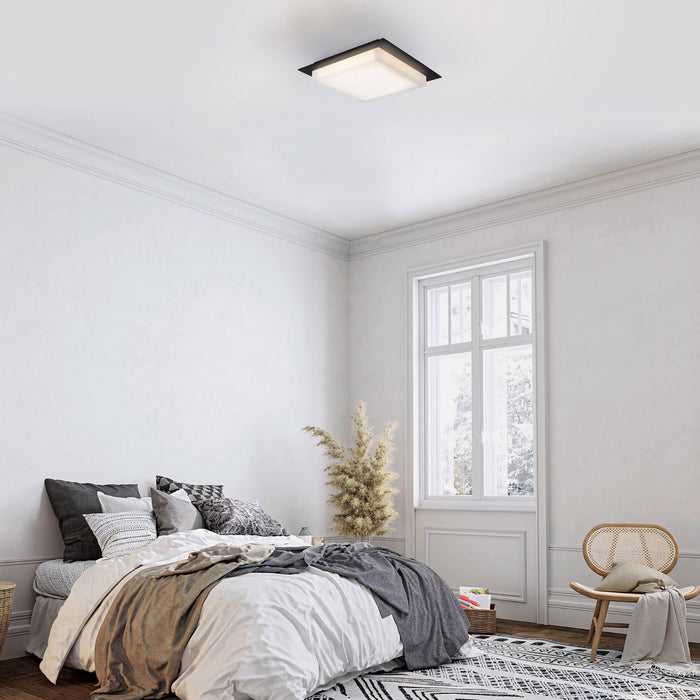 Alteck - AFM0015-3CCT-W-BK - LED Flush Mount - Foursquare - Sand Black