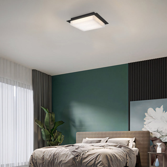 Alteck - AFM0015-3CCT-W-BK - LED Flush Mount - Foursquare - Sand Black