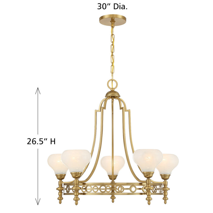 Savoy House - 1-1606-5-322 - Five Light Chandelier - Allston - Warm Brass