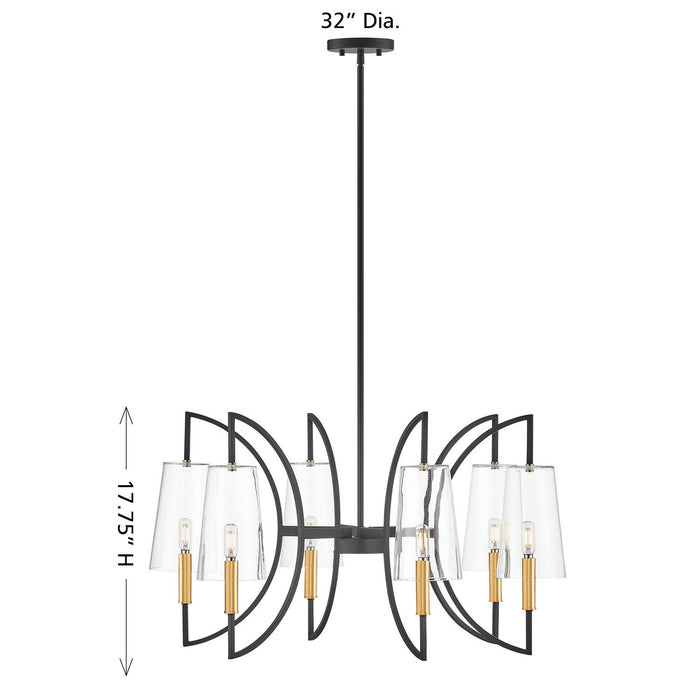 Savoy House - 1-7168-6-143 - Six Light Chandelier - Hanley - Matte Black and Warm Brass