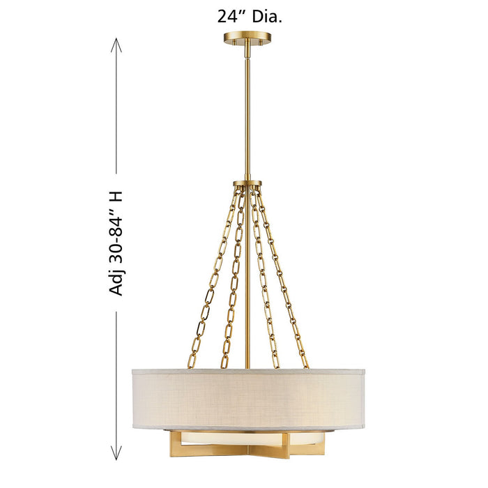 Savoy House - 7-4999-4-322 - Four Light Pendant - Brentwood - Warm Brass