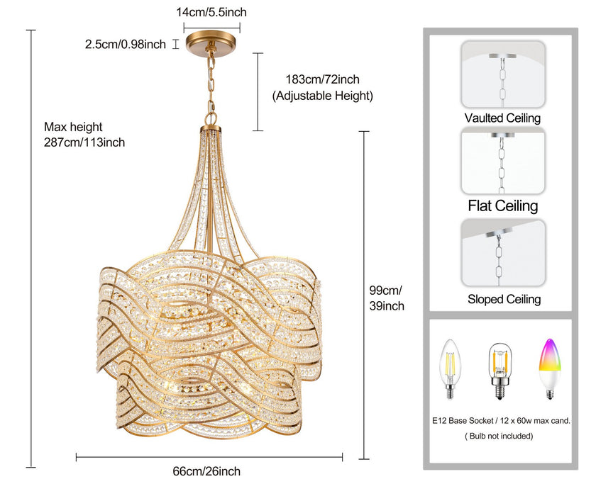 Arabela Lighting - 85232-12 - 12 Light Chandelier - Anastasia - Lacquered Gold