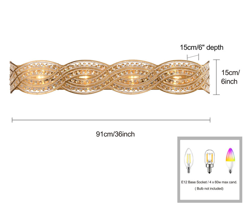 Arabela Lighting - 85237-4 - Four Light Vanity - Anastasia - Lacquered Gold
