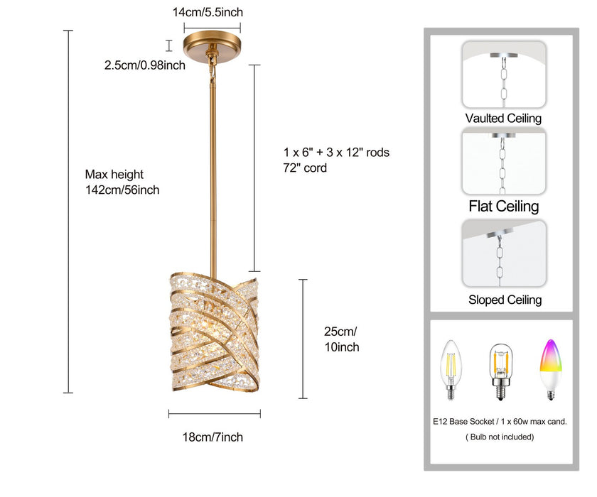 Arabela Lighting - 85239-1 - One Light Pendant - Anastasia - Lacquered Gold