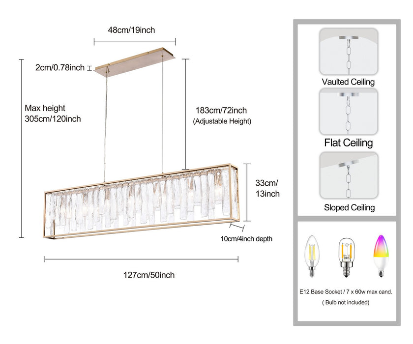 Arabela Lighting - 85172-7 - Seven Light Linear Chandelier - Boundaries - Lacquered Gold