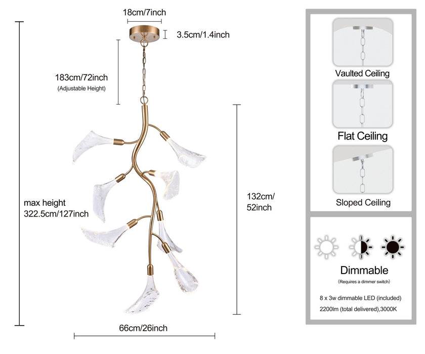 Arabela Lighting - 85192-8 - LED Chandelier - Calla - Natural Brass